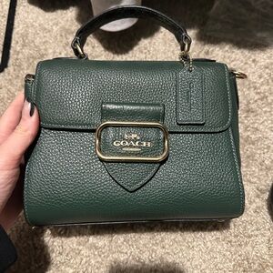 Coach Morgan Too Handle bag Green with Snake embossed leather details